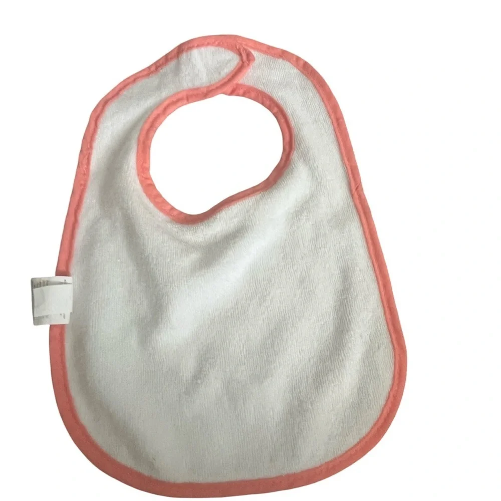 Bundle of Baby Girl Bibs. 5 Pair. Clothe colorful Pink, White and Blue.